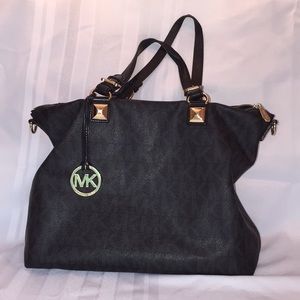 Michael Kors Signature Handbag- Black w/ gold trim